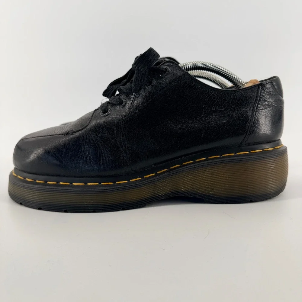 Dr. Martens Platform Square Toe Oxford Black Leather Shoes Unisex Men 8‎ Women 9